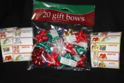 Present(snöre), -rosetter samt Grattis-etiketter, 20 st Helt nya och oanvända