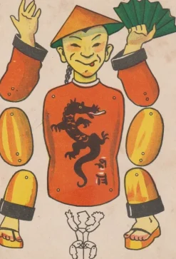 Vykort Klippdockkort Kina Man Obeg